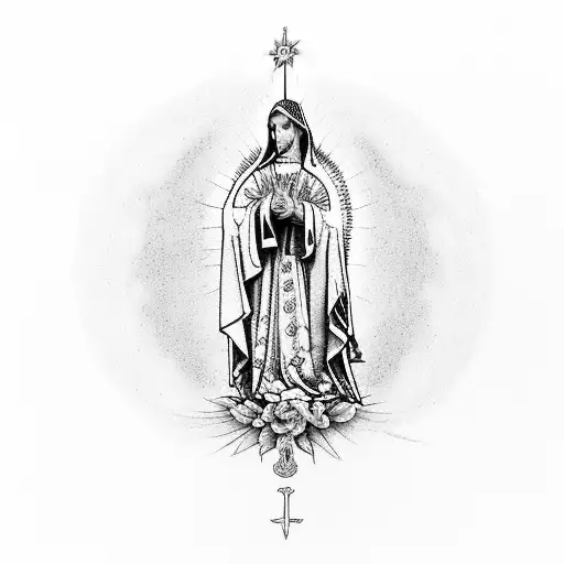 arcangel Miguel con la virgen de Guadalupe con las fechas 21/09/2001 y 26/07/2021 tattoo design idea