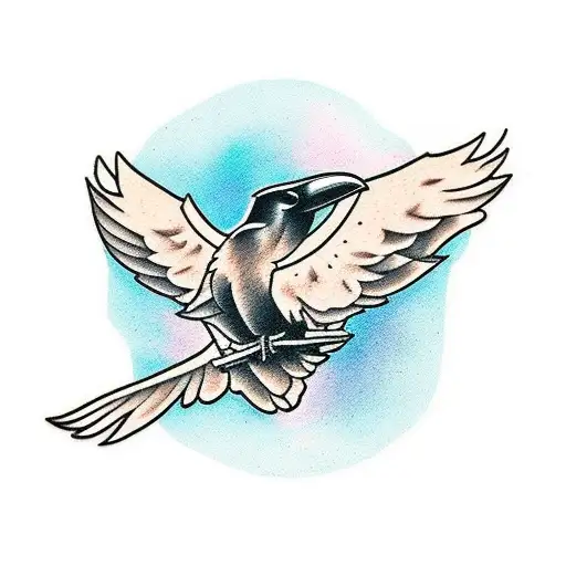 raven on tombstone tattoo design idea