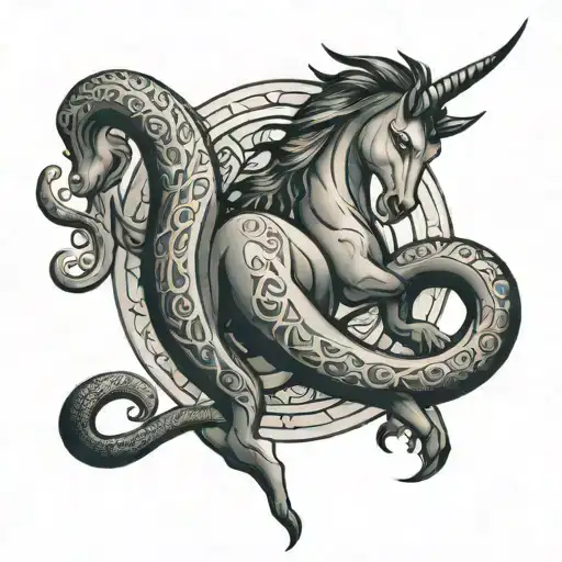 Capricorn, Aquarius, cancer zodiac symbol incorporated tattoo design idea