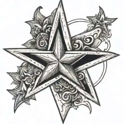Cuban Star Symbol: Place the Cuban star prominently in the upper arm area. Position it so that it appears to be rising f tattoo design idea