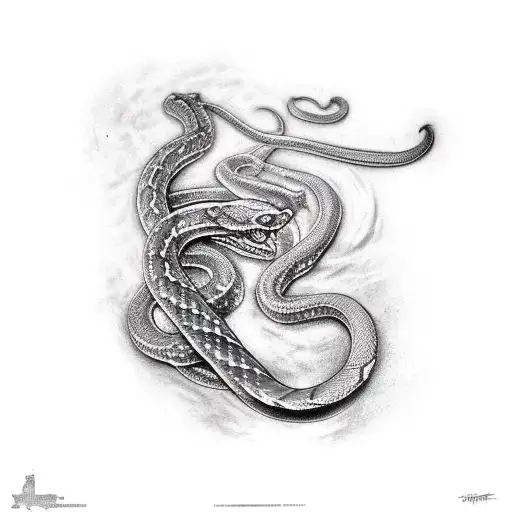slytherin snake in a magic soell tattoo design idea