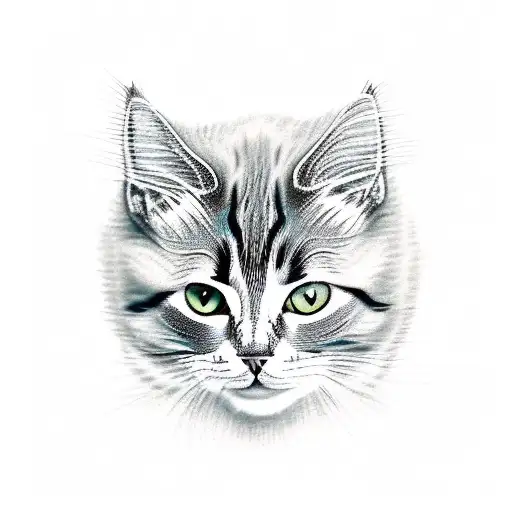 cat in tall grass tattoo design idea