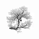 Cherry blossom tree merging with Greek mythology figures tattoo design idea