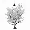 Cherry blossom tree merging with Greek mythology figures tattoo design idea