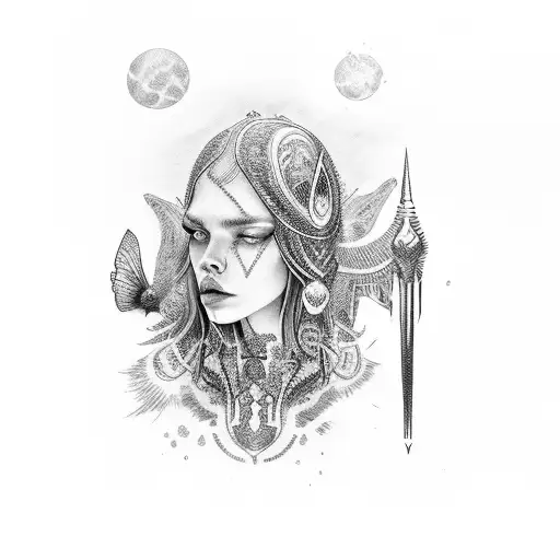 freja goddess tattoo design idea