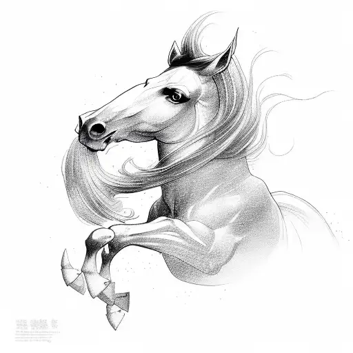 journey of glory with running horse  tattoo design idea