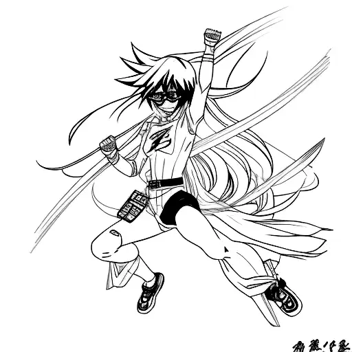 Asuka in a dynamic action pose, showcasing her strength and determination tattoo design idea