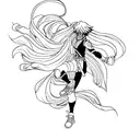 Asuka in a dynamic action pose, showcasing her strength and determination tattoo design idea