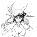 Asuka in a dynamic action pose, showcasing her strength and determination tattoo design idea