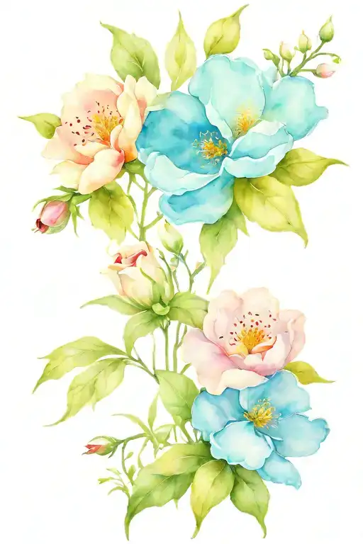 birthstone flowers blooming tattoo design idea