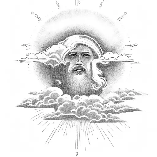gods hands, Jesus crusification, sun shining through clouds and rain  tattoo design idea