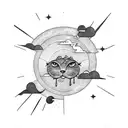 sleeve, sun rays clouds and rain, three cross tattoo design idea