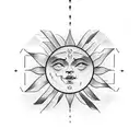 gods hands, sun rays clouds and rain, three cross tattoo design idea