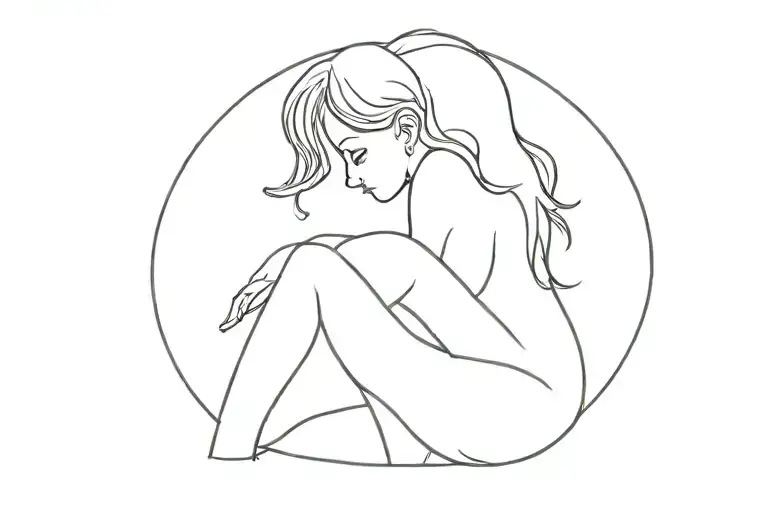 oneliner women Silhouette tattoo design idea