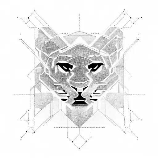 A futuristic computer chip merging with a panther's silhouette tattoo design idea