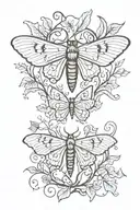 Death Moth with vines in positive and negative space tattoo design idea