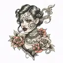 Girl with her mouth sewn shut tattoo design idea