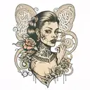 Girl with her mouth sewn shut tattoo design idea