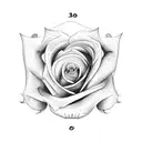 clock and rose tattoo design idea