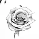 clock and rose tattoo design idea