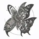 butterfly moon pregnant queen smoking weed confused with guns and love tattoo design idea