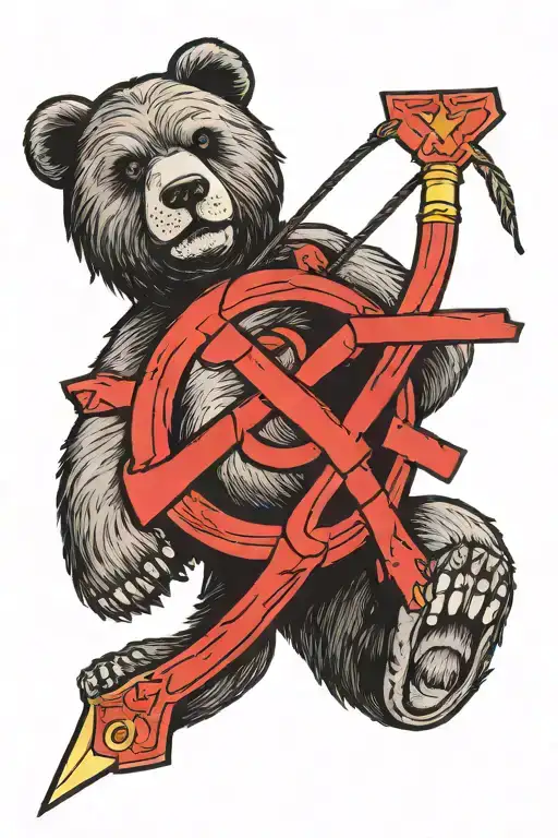 communist tattoo hammer and sickle bear all this in black and white retro style tattoo design idea
