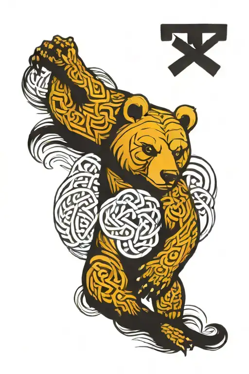 Bear with Celtic knots for a half sleeve tattoo design idea