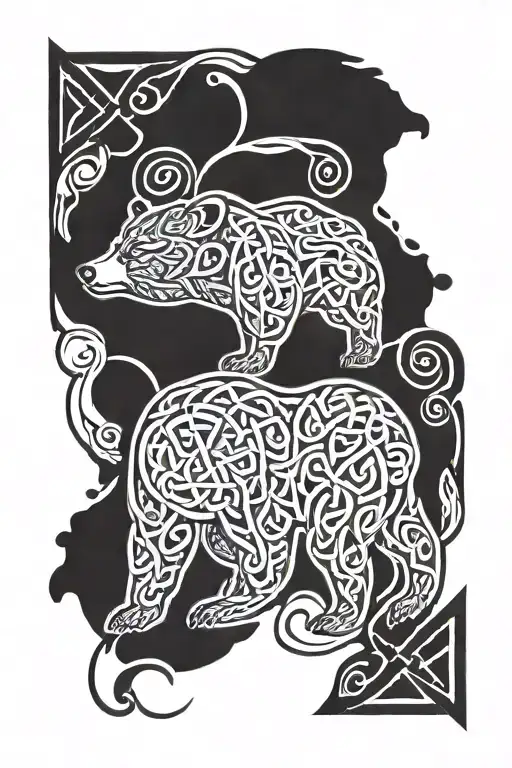bear with Celtic knots for a half sleeve tattoo design idea