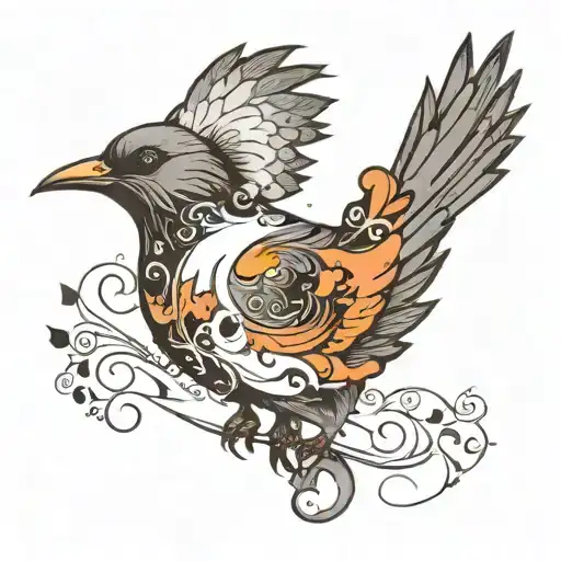 bird and a semi colon tattoo design idea