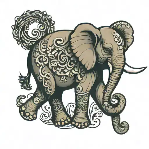 elephant with semi colon tattoo design idea