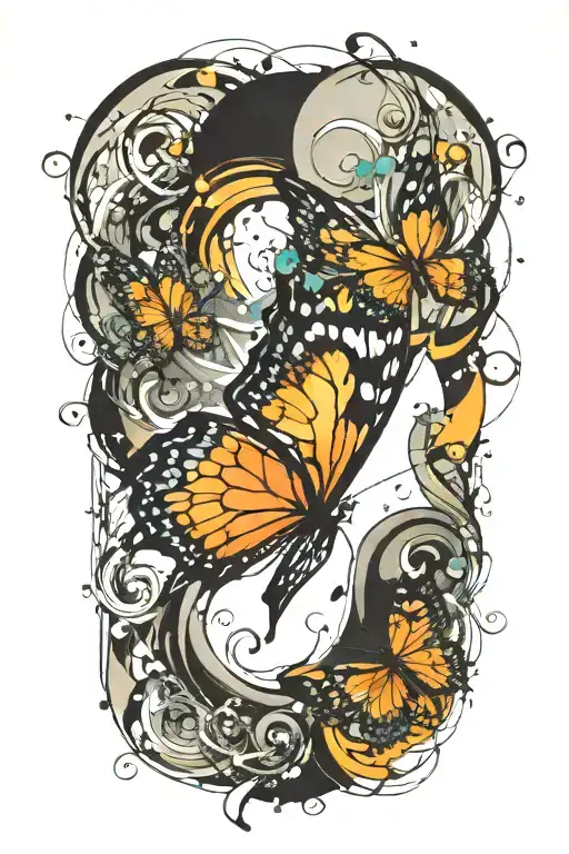 butterfly  and a semicolon incorporated tattoo design idea
