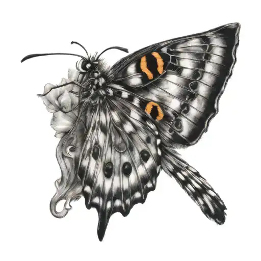 bird with a semi colon butterfly tattoo design idea
