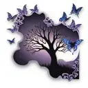 tree of life and purple butterflies  tattoo design idea