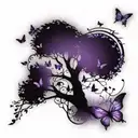 tree of life and purple butterflies  tattoo design idea