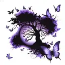 tree of life and purple butterflies  tattoo design idea