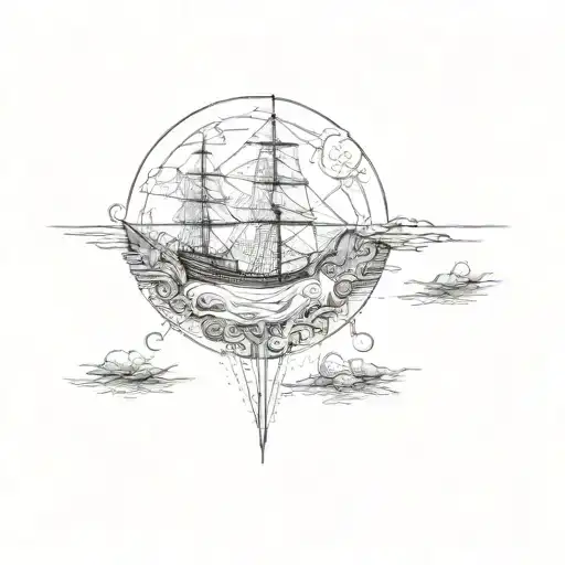 a ship in the ocean tattoo design idea