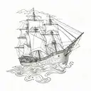 a ship in the ocean background tattoo design idea