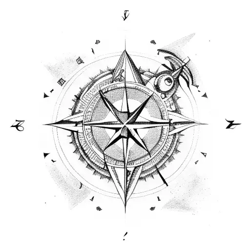 Sagittarius with compass tattoo design idea