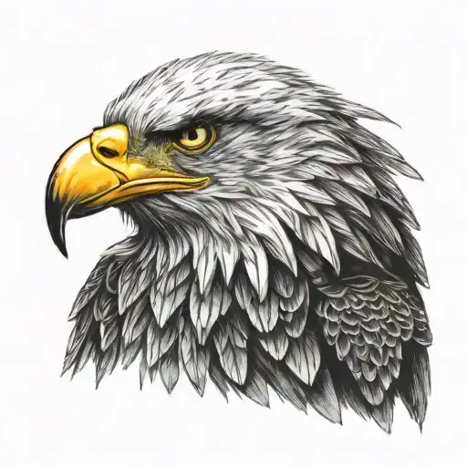 An eagle perched on Odin's shoulder in a realistic style tattoo design idea