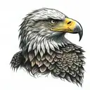 An eagle perched on Odin's shoulder in a realistic style tattoo design idea