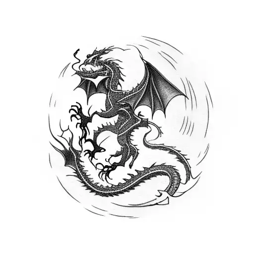 A video game controller morphing into a dragon with Japanese-inspired patterns tattoo design idea