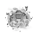 A microphone surrounded by swirling coffee beans and butterflies tattoo design idea