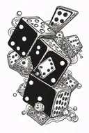 small dice money card tattoo design idea