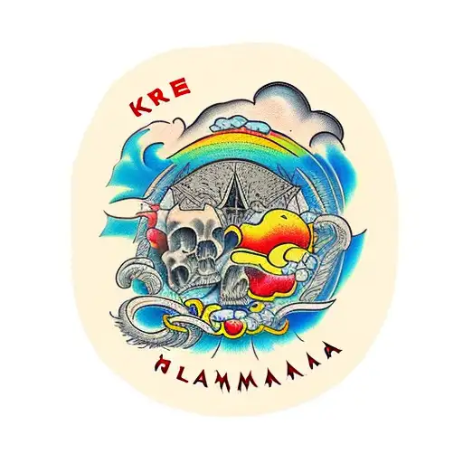 klamahama is a depition of a place where heaven and hell are the same tattoo design idea
