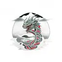 klamahama is a depition of a place where there is no sun, there is sorrow, darkness, guardian dragons, and mist.  tattoo design idea