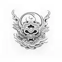 klamahama is a depition of a place where there is no sun, there is sorrow, darkness, guardian dragons, and mist.  tattoo design idea