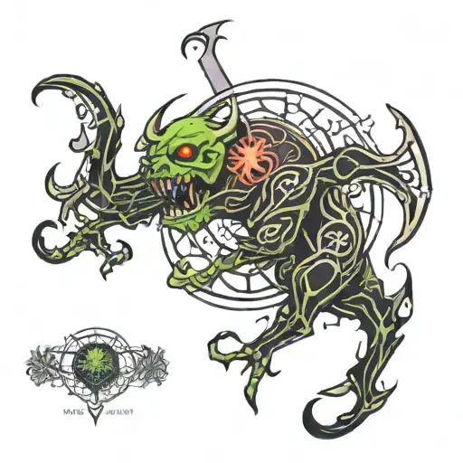 aggrogoth sigil style tattoo design idea