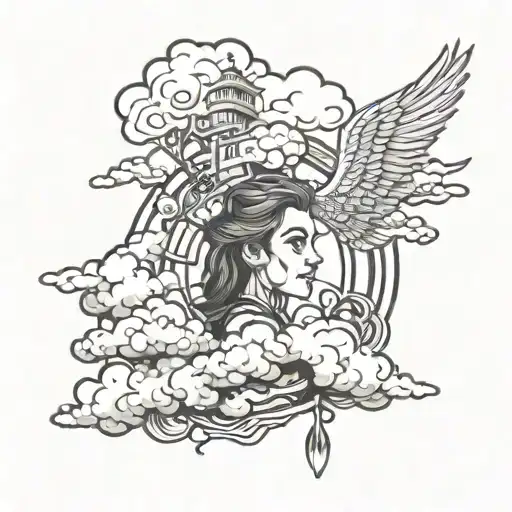 1% keep going with clouds tattoo design idea