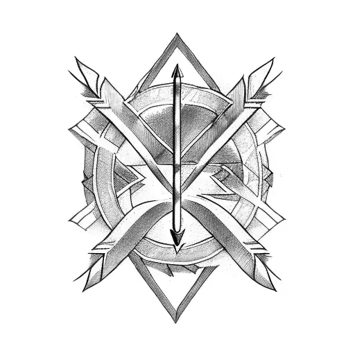 An arrow wrapped with a banner that says 'XXVI' tattoo design idea