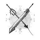 An arrow wrapped with a banner that says 'XXVI' tattoo design idea